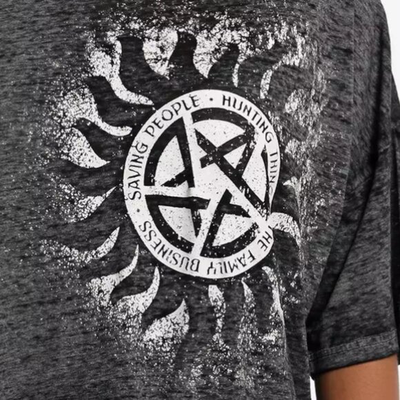 Supernatural Anti-Possession Symbol Burnout Girls Oversized T-Shirt - Picture 2 of 2